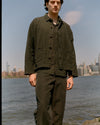Garment Dyed PJ Overshirt Dark Olive Tencel Linen Cotton