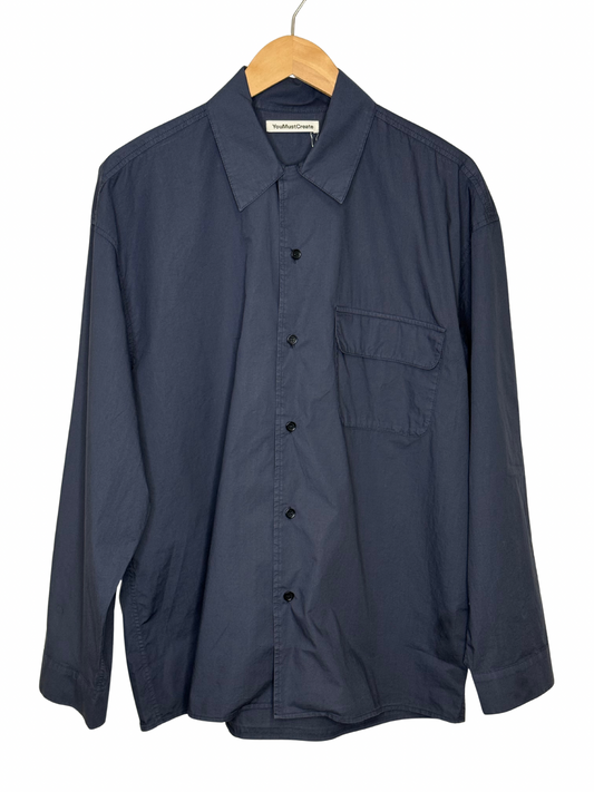 Wray Shirt Navy Garment Dyed Cotton Poplin