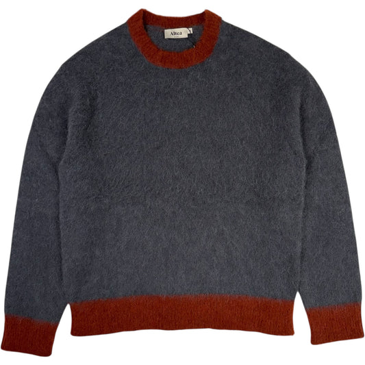Alpaca Crewneck Sweater Grey Burnt Orange