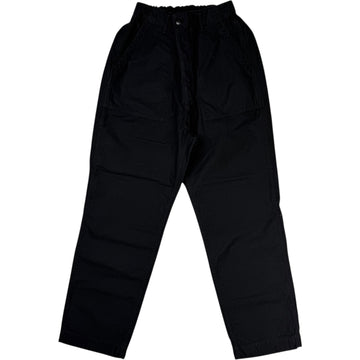 Back Satin Wide Baker Pants Black Cotton Linen