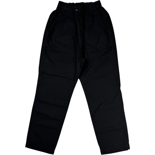 Back Satin Wide Baker Pants Black Cotton Linen