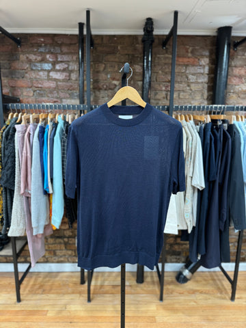 Harold Short Sleeve Wool Blend Sweater Deep Blue