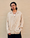 Rhodes Long Sleeve Open Collar Beige Stripe