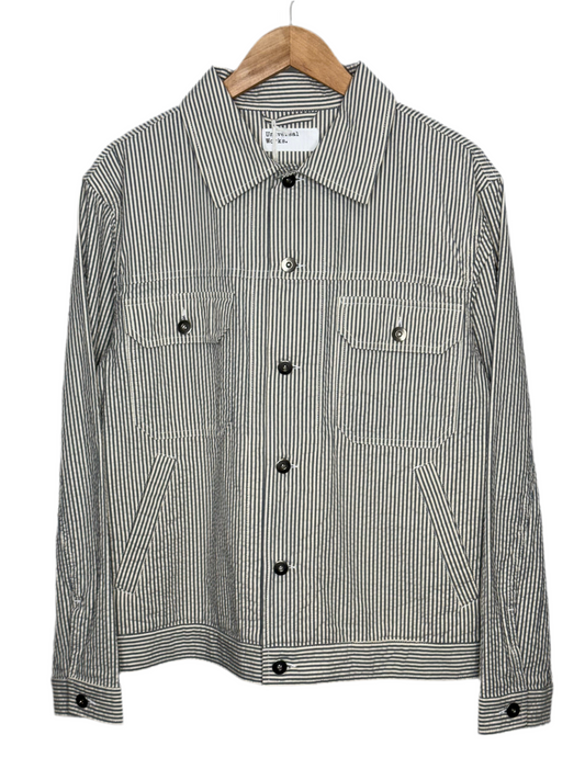 Derby Stripe Cotton Trucker Jacket Grey