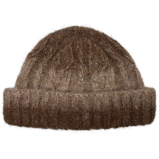 Cable Beanie Camel Stripe