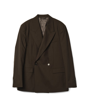 Double Breasted Blazer Dark Brown Dry Wool