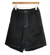 Contrast Stitch Elastic Waist Short Black