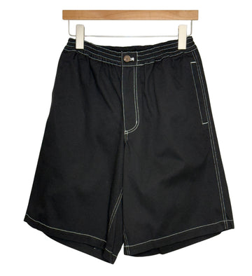 Contrast Stitch Elastic Waist Short Black
