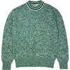Round Neck Cotton Knit Sweater Green White