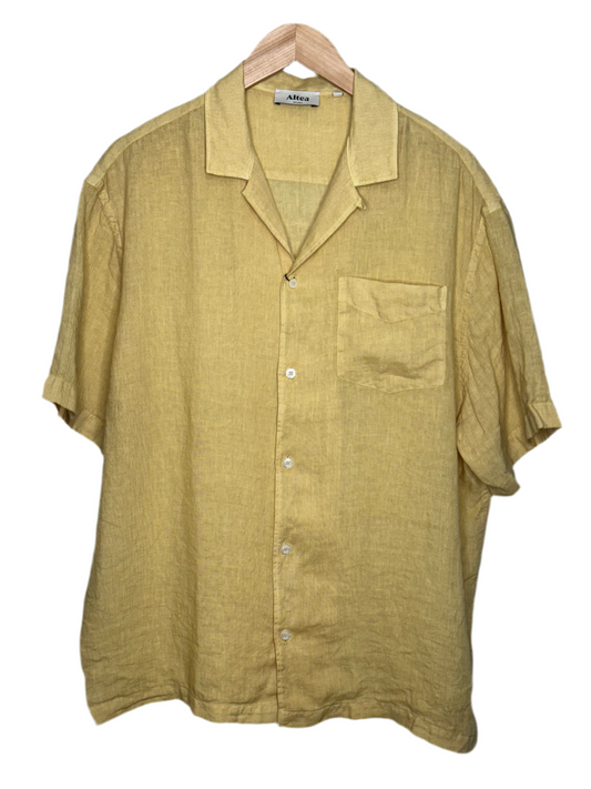 Bart Short Sleeve Linen Shirt Yellow