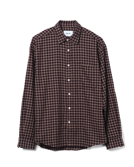 Deon Shirt Cotton Bordeaux Check