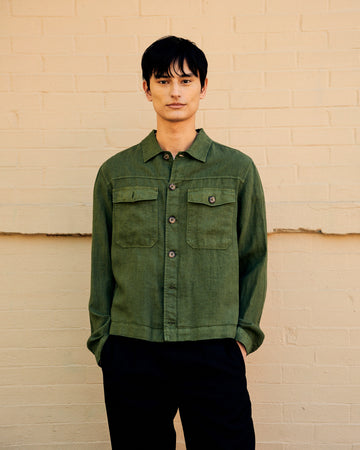 Mitchell Linen Jacket Army Green