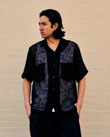 Dexter Black Mesh Short Sleeve Shirt