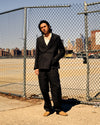 Double Breasted Blazer Ink Black Linen Silk