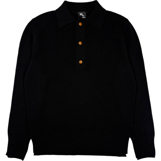 Aashton Knit Polo Wool Blend Black