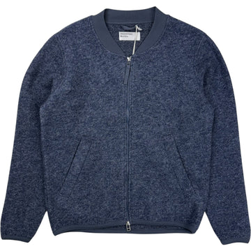 Slate Blue Wool Fleece Zip Bomber