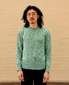 Round Neck Cotton Knit Sweater Green White