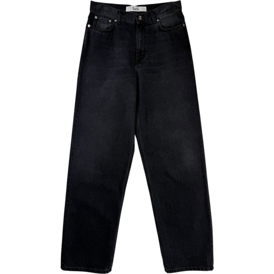 Wide Cut Jeans Creased Black