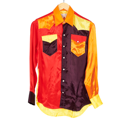 Satin Rodeo Shirt Multi Coloblock