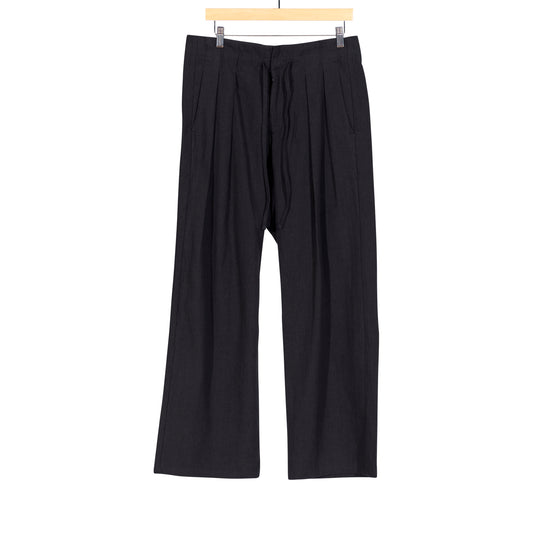 Wide Drop Crotch Linen Trousers