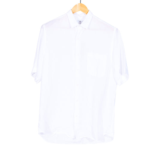 Short Sleeve Linen Shirt White