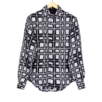 Overshirt Black White Geo Check Blanket Jacquard
