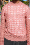 Elnar Pink Pointelle Lace Knit Jumper