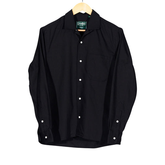 Black Camp Collar Button Front Shirt