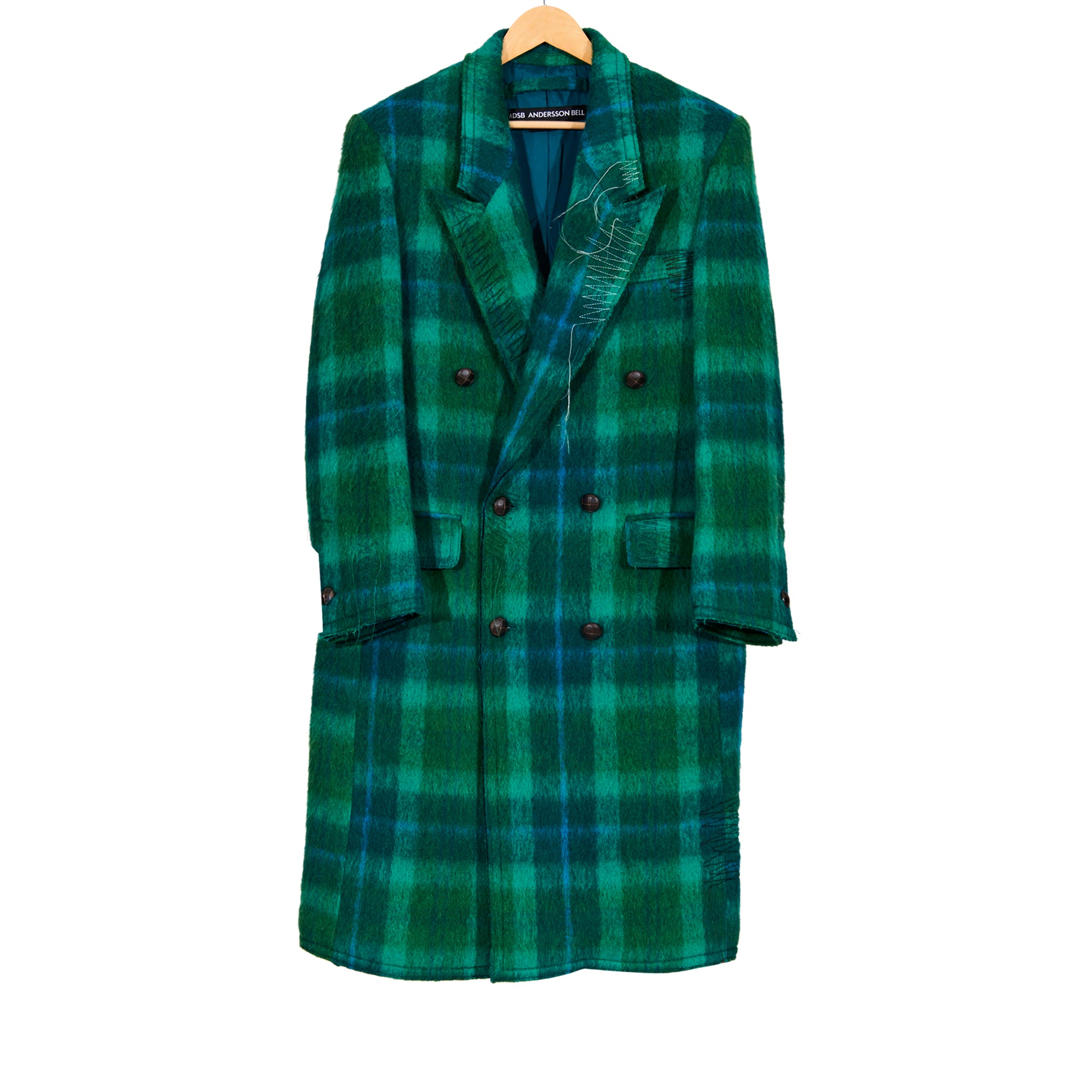 Moriens Double Breasted Coat Mohair Blend Green Blue – Cueva