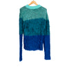 Knitted Color Block Shaggy Sweater Blue