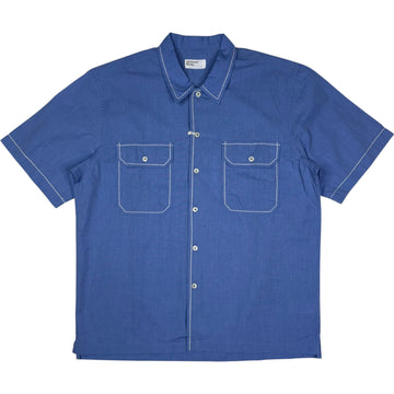Blue End On End Cotton Utility Short Sleeve Shirt