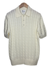 Cable Knitted Short Sleeve Polo Panna
