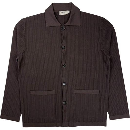 Chevron Two Pocket Brown Cotton Overshirt