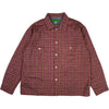 Raw Hem Overshirt Loose Weave Plaid Pink