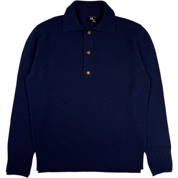Aashton Knit Polo Wool Blend Navy