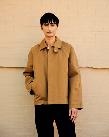 Short Raglan Coat Dark Sand