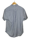 White Blue Seersucker Stripe Short Sleeve One Pocket Shirt