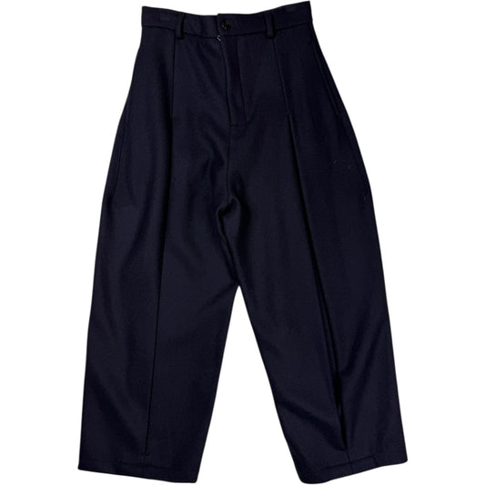 Box Pleat Trouser Melton Wool Dark Navy