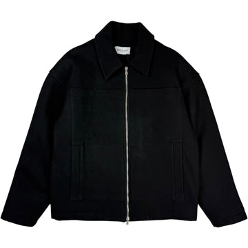 Zip Front Black Heavy Jacket Melton Wool