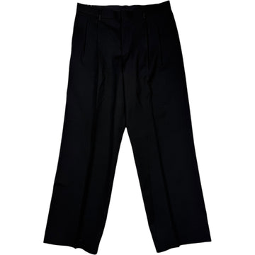 Wide Pleated Trouser Black Virgin Wool