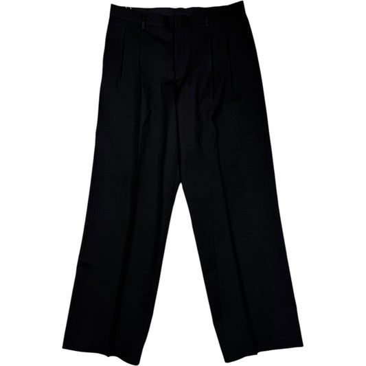 Wide Pleated Trouser Black Virgin Wool