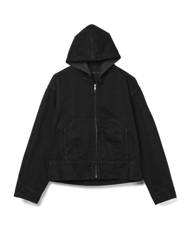 Hooded Denim Blouson Cotton Black