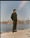Garment Dyed PJ Overshirt Dark Olive Tencel Linen Cotton