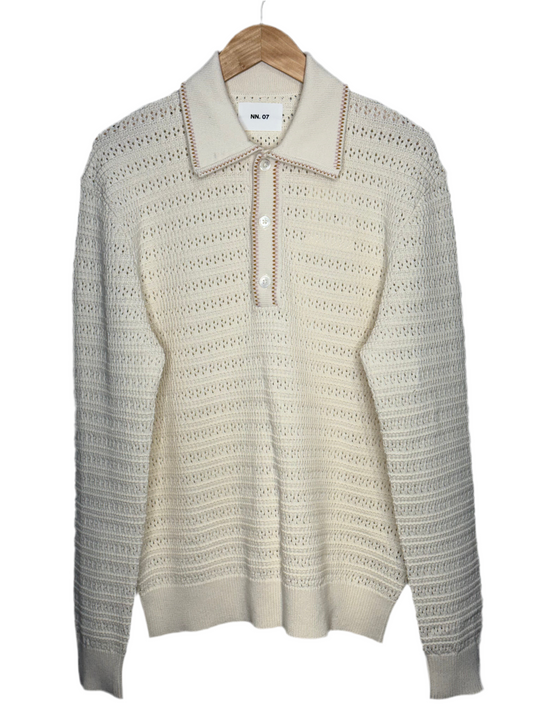 Josh Long Sleeve Polo Ivory