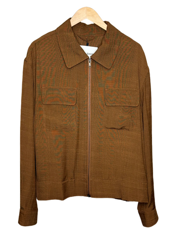 Isola Blouson Jacket Textured Italian Viscose Brown