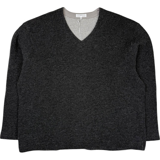 V Neck Snap Sweater Charcoal