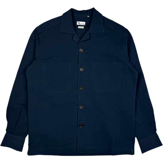 Aabba Cotton-Linen Overshirt Navy