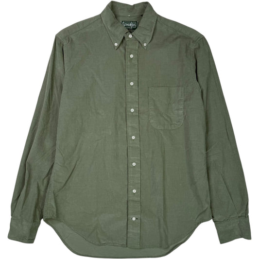 Green Corduroy Button Front Shirt