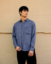 Amoeba Jacquard Curve Hem Shirt Blue