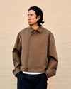 Cotton Linen Zip Front Blouson Olive